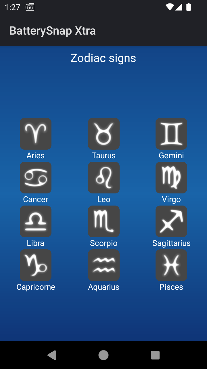 BatterySnap Xtra icon-only widget variants on Android home screen